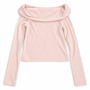 Art Class Girls Off the Shoulder Light Rose Pink Ribbed Sweater Size M (8) NWT